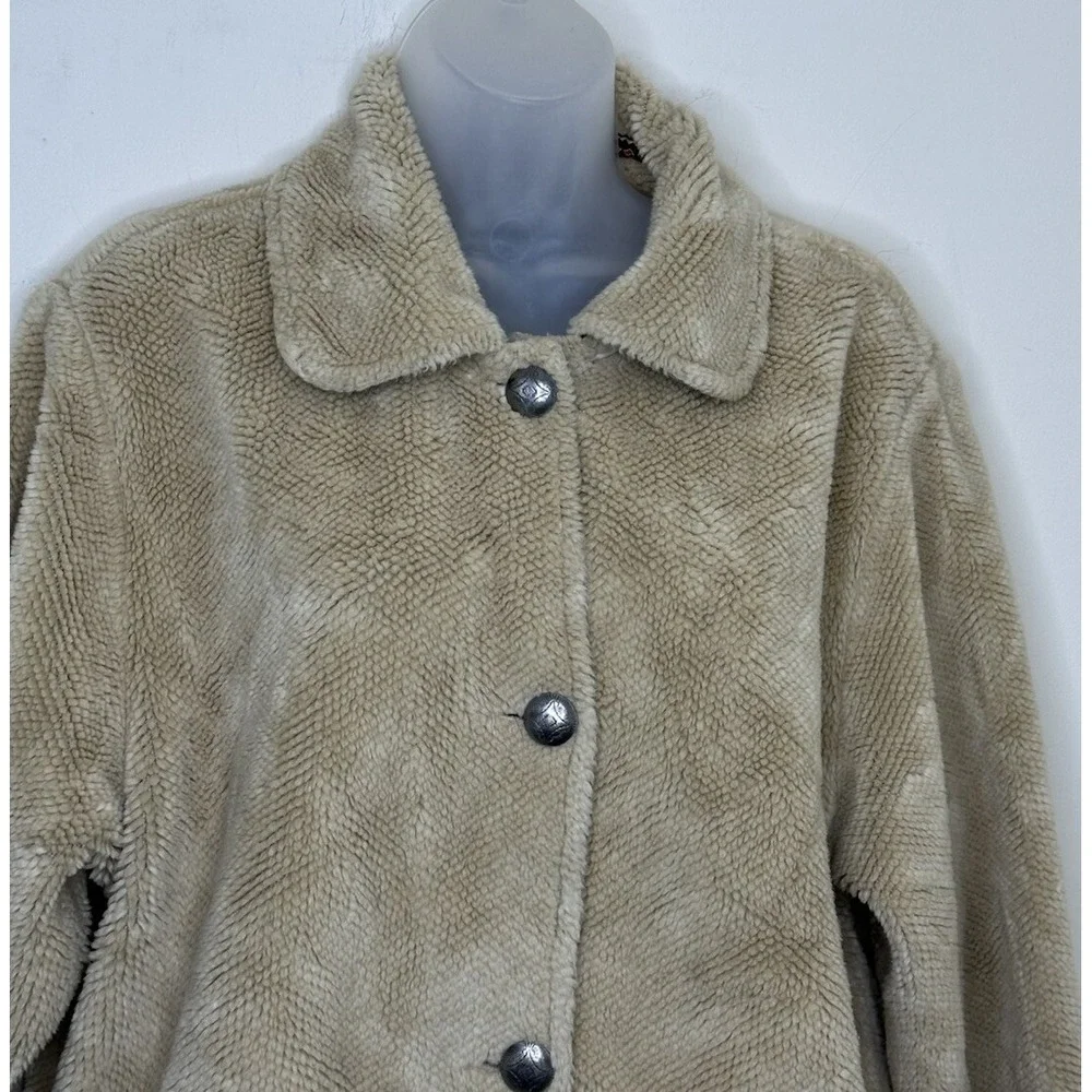 Vintage Tsunami Jacket Women Large Beige‎ Horse Equestrian Fleece Western Concho